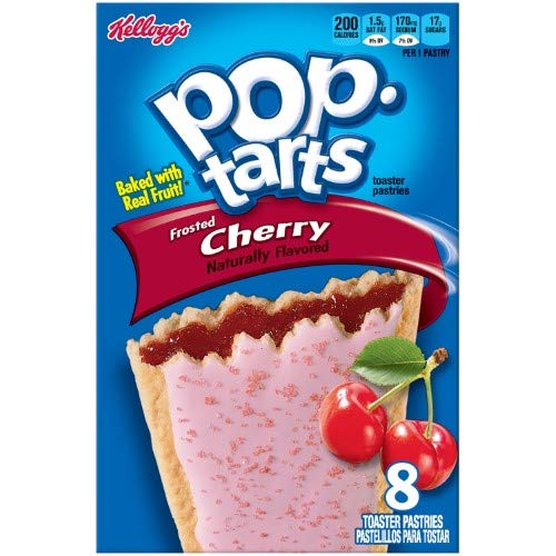 Kellogg's, Pop-Tarts, Frosted Cherry Toaster Pastries, 8 Count, 14.7oz Box (Pack of 6)
