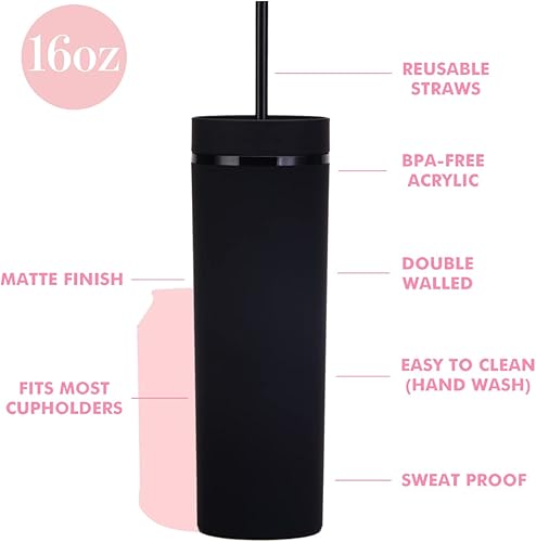 Miniatura 2 de Vaso delgado personalizado de la letra K, vasos delgados de 16 onzas con inicial mate con tapas y popotes. Vasos delgados personalizados, regalos de