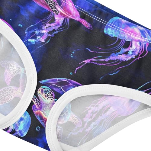 Wusikd Turtle Jellyfish Girls' Underwear Cotton Underwater Girls Briefs Soft Toddler Underwear 2T4