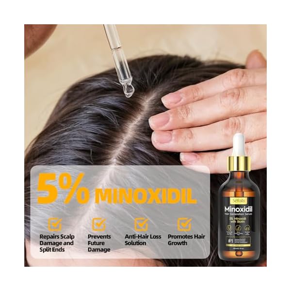 5% Minoxidil Hair Growth Serum Oil For Men and Women, Biotin Hair Serum, Safest Hair Regrowth Treatment, Prevent Scalp Hair Loss 60ml / 2.11 fl.oz
