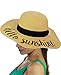 C.C Women's Paper Weaved Crushable Beach Embroidered Quote Floppy Brim Sun Hat, Hello Sunshine