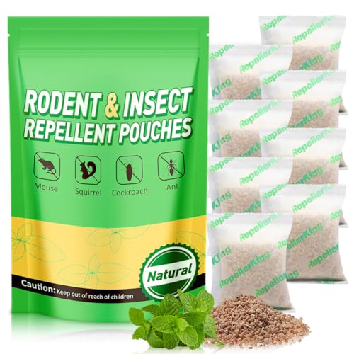 Mouse Repellent Pouches, Rodent Repellent 9 Pouches Indoor & Outdoor, Peppermint Oil Rat Repellent for Mice Rats Squirrels, Natural Mouse Deterrent for House, Garden, RV, Garage, Basement