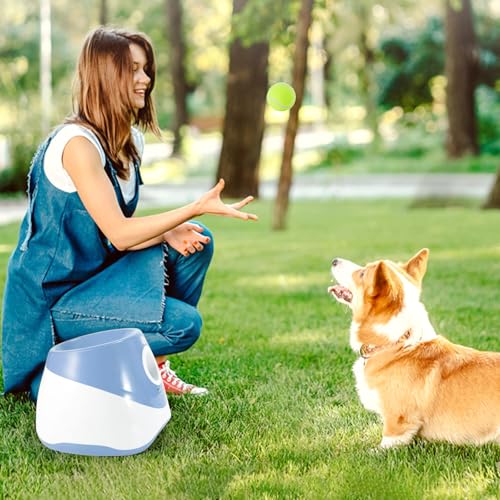 Aolawco Automatischer Ballwerfer, Ballwurfmaschine Hund mit 6 Pcs 2' Tennisbällen, Kann 10-30ft werfen, Interaktive Ballmaschine für Kleine und Mittlere Hunde