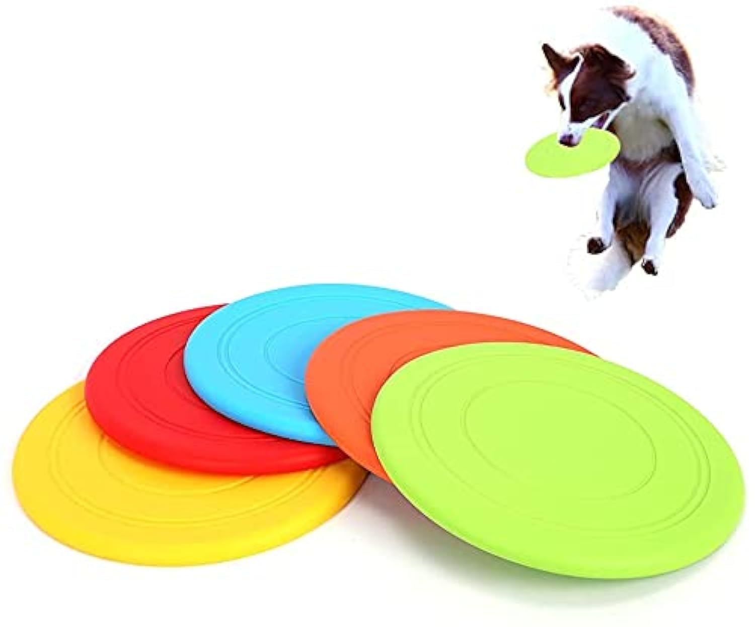 KASTWAVE Dog Soft Frisbee Dog Rubber Frisbee Puppy Flyer, Durable Dog Toy Faster Response Training Interactive Toy Small And Medium-Sized Dog Light Floating Saucer (5 PCS)