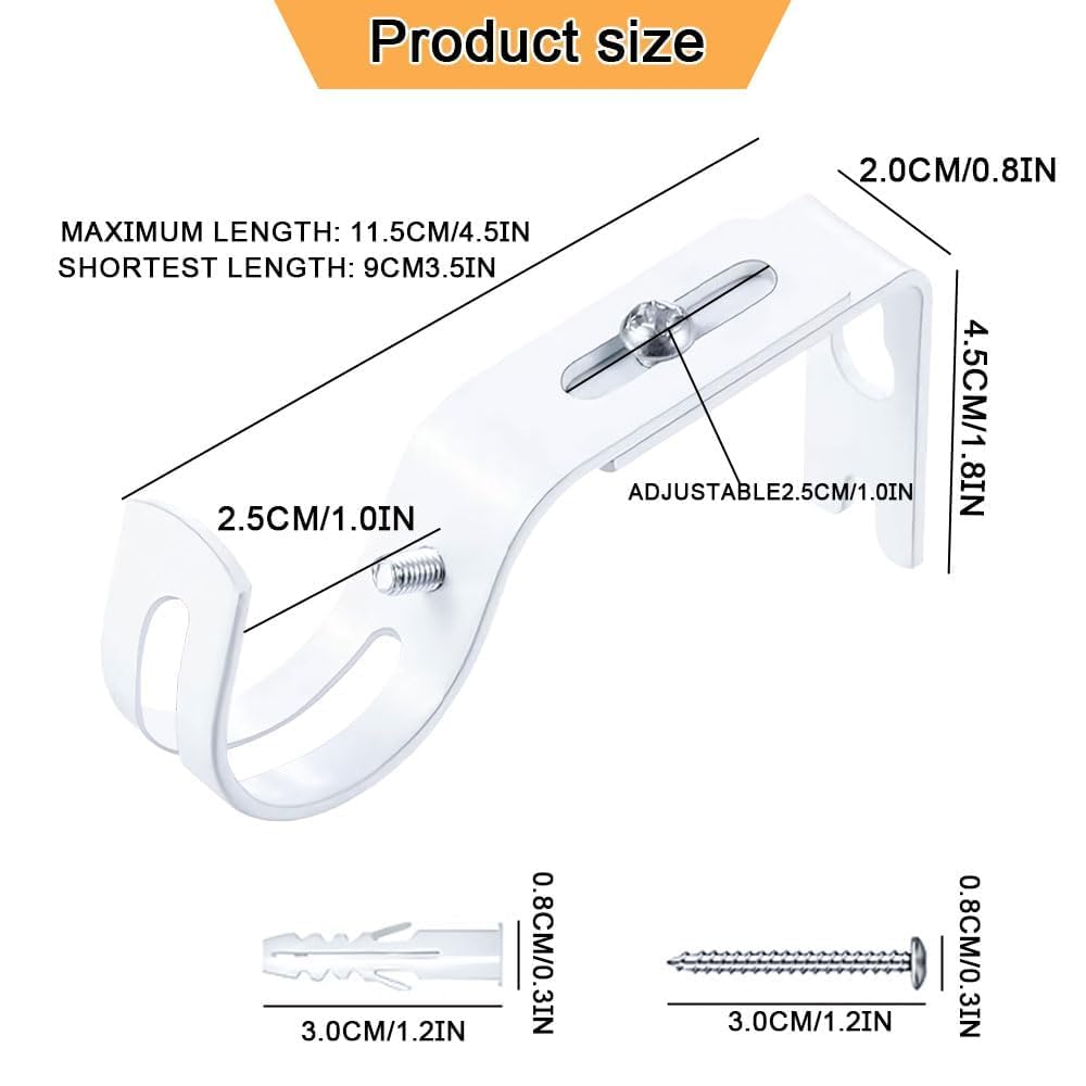 1 Support De Fixation Murale Pour Tringle Rideau Rail L75 Mm, Fixation Murale Bl