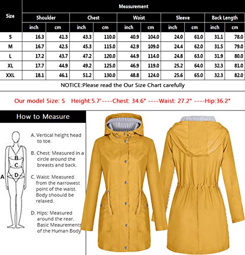 image for Bloggerlove Yellow Raincoat Women's Rain Jacket Waterproof With Hood L