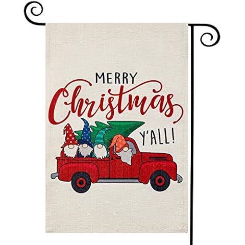 EKOREST Christmas Garden Flag for Outdoor Vertical Double Sided 12.5 x 18 Inch Christmas Decorations Outdoor Fall Gnomes Marry Christmas Yard Sign Xmas Outside Decor for Farmhouse Front Porch Cover