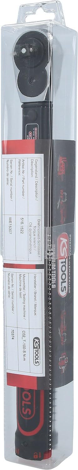 KS Tools 516.1522 Chiave Dinamometrica, ErgotorquePrecision con Testa a Cricco Reversibile, 5-50 NM, 3/8"
