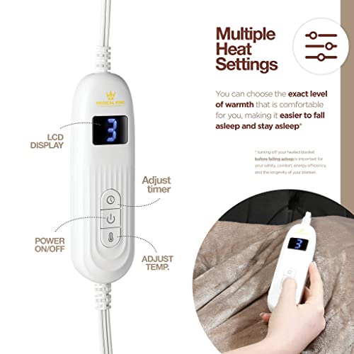 Medical king Heated Blanket, Machine Washable Extremely Soft & Comfortable Electric Blanket Throw Fast Heating with Hand Controller 10 Heating Settings & auto Shut-Off (Beige, 50 x 60)