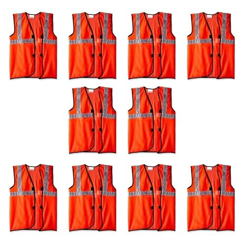 Orange Work Wear Reflective Front & Back Reflector Strips Safety Jacket Waistcoat for Industrial Workers, Road Safety, Airports, Construction, Hospitals, Radium Jacket