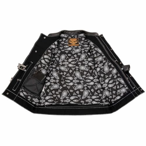 Milwaukee Leather MDM3035 Men's 'Wrecker' Black Denim and Leather Club Style Vest w/Diamond Quilt Design3