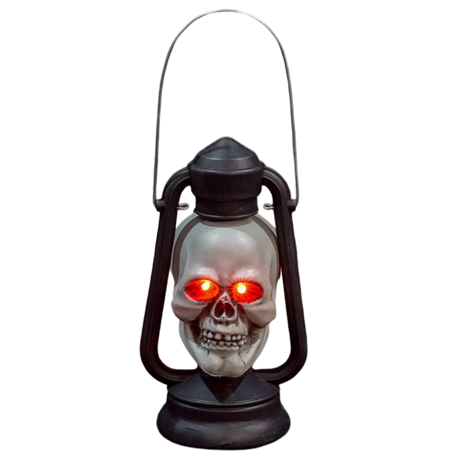 Mekalero B Handheld Skeleton Lamp Plastics Construction Skull Shape Light With Handle Hand Carry Lights For Halloween Parties Decors Halloween Hanging Ornament