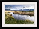 GreatBIGCanvas "The Owens River Winds Through a Field, California Photographic Print with Black Frame, 24" x 16"