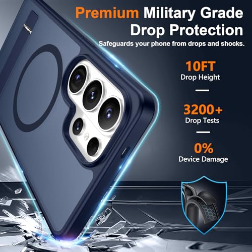 Image of SPIDERCASE Magnetic for Samsung Galaxy S26 Ultra Case,[Built-in Invisible Kickstand][Compatible with Magsafe] Slim Translucent Matte Phone Case for S26 Ultra 6.9'',Blue