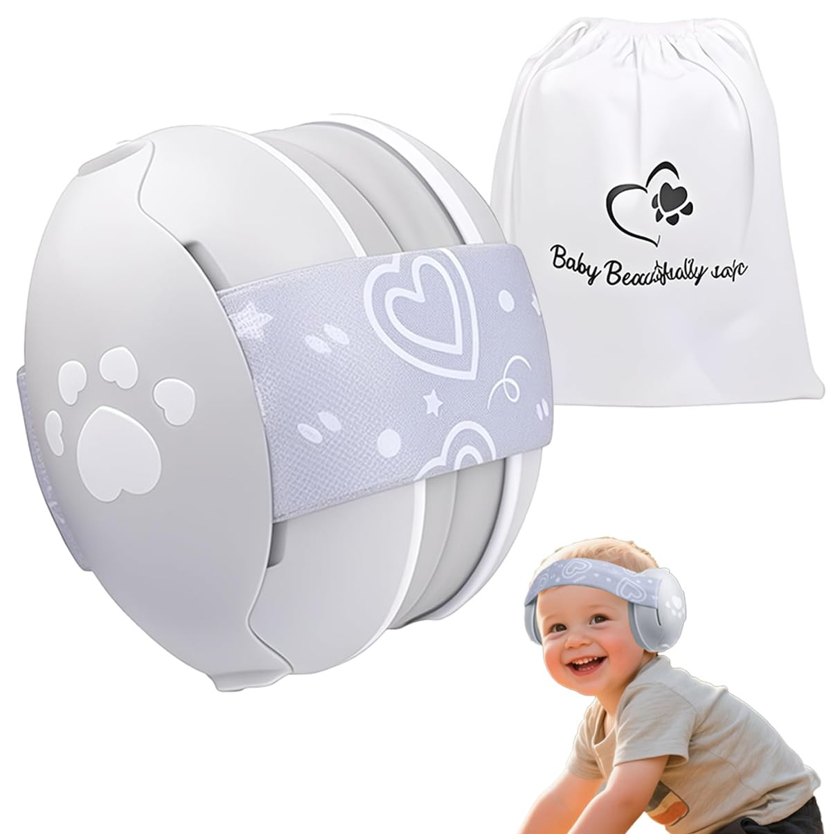 SHOCHX Gehörschutz Baby, 25db Lärmschutz Kopfhörer Kinder, mit Geräuschunterdrückung, Baby Gehörschutz Ohrenschützer für Bis 36 Monate ideal für Alltag & Reisen (Grau)