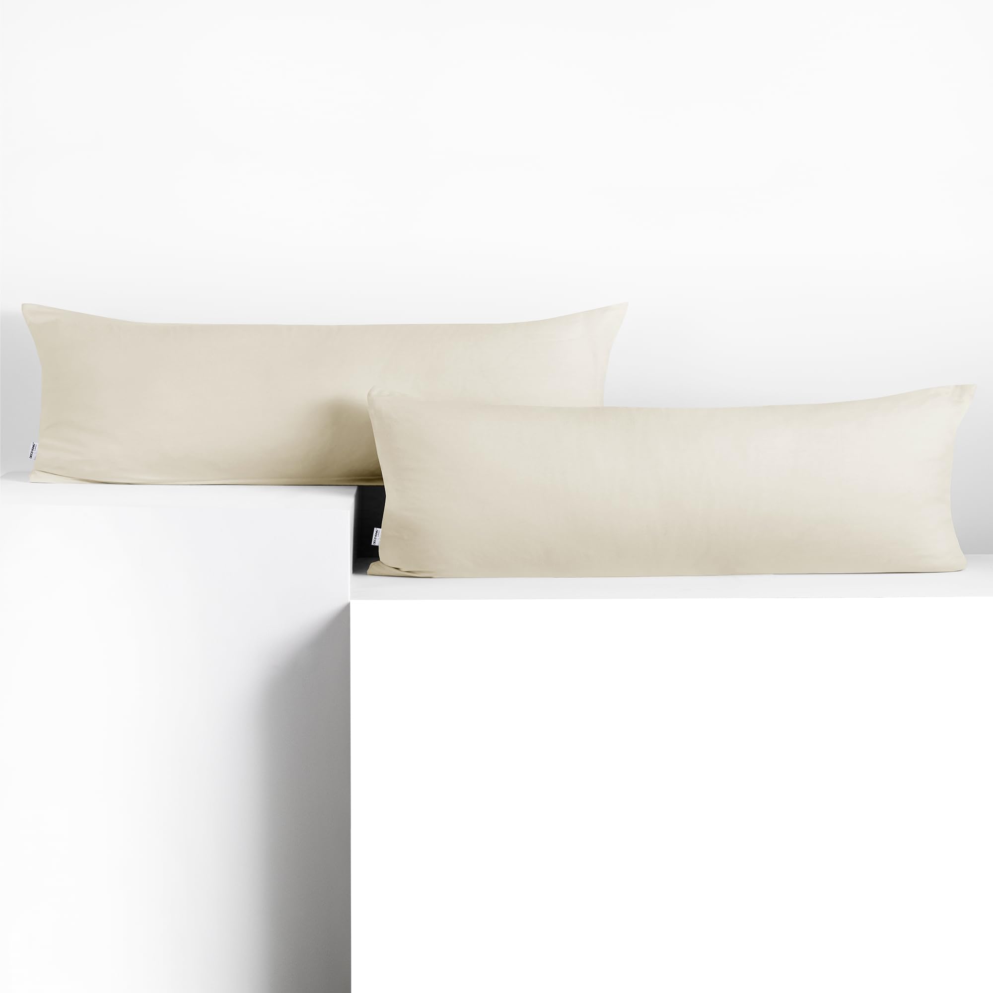 DecoKing 2 Pillowcases 40 x 200 cm Jersey 100% Combed Cotton Zip Ecru Amber