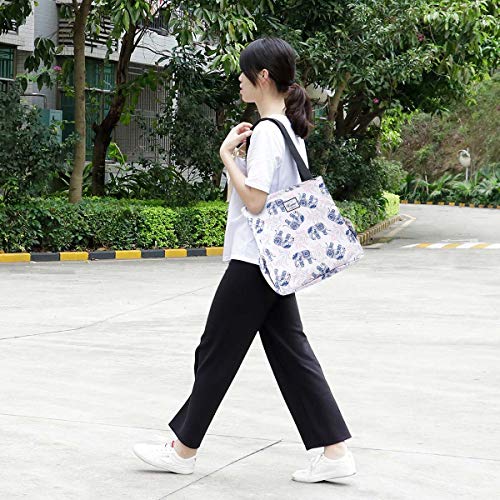 Image of KAMO Floral Tote Bag - Waterproof Lightweight Handbags Travel Shoulder Bag for Hiking Yoga Gym Swimming Travel Beach