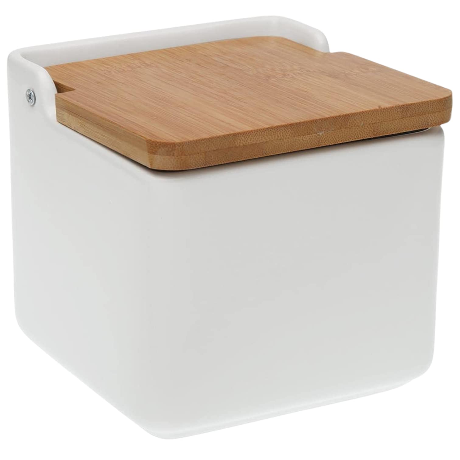 TIENDA EURASIA® Saliera da cucina in ceramica con coperchio disegni originali - 12,2 x 12,2 x 11,5 cm (bianco, saliera - 12,2 x 12,2 x 11,5 cm)