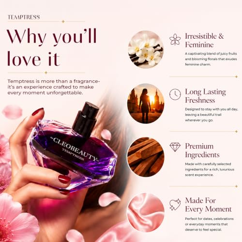 Image of TheCLEOBEAUTYCo. Temptress Eau De Parfum for Women 80ml | Long Lasting Floral Fruity Perfume | Premium Luxury Fragrance Spray | Everyday, Office, Party & Date Wear | Gift for Women