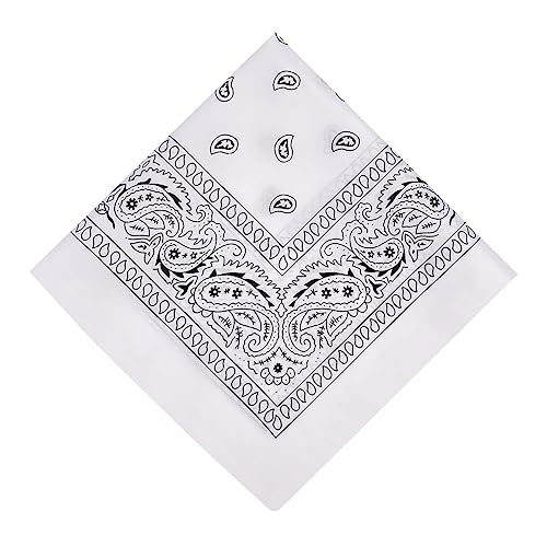 Aomig Pañuelos Cabeza Mujer, Pañuelo Pirata con Diseño Único Estampado, Bandana Hombre de Moda y Deporte, Pañuelos de Colores Unisex para Cuello, Cabeza, Muñeca, Adultos y Niños, 54 X 54cm (Blanco)
