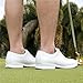 VEACAM Men Golf Shoes, Spikeless Golf Training Sport Sneakers Fashion Anti Slip Leather Golf Walking Trainers for Male,White,10