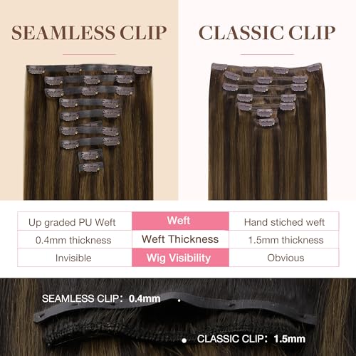 Image of GOO GOO Seamless Clip in Hair Extensions Real Human Hair Remy Extensions