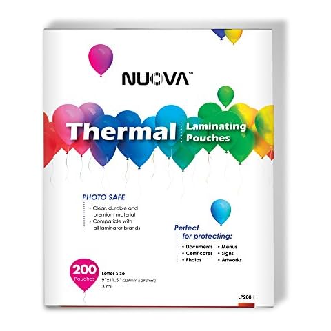 Nuova Premium Thermal Laminating Pouches, 9" x 11.5"/Letter Size/3 mil, 200 Pack (LP200H) Cover