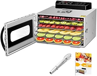 6 Trays Food Dehydrator, All Stainless Steel Dehydrator Raw Food & Jerky Fruit,400W