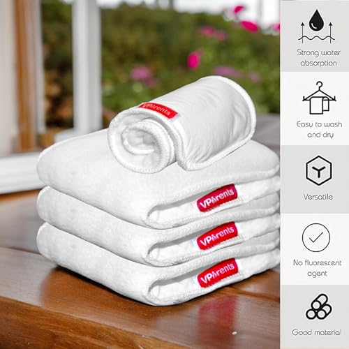 Image of VParents cloth diaper inserts for cloth diaper high absorbent 6 layer washable reusable wet free booster pads smart dry feel soaker pad baby diaper liners, Pack of 4
