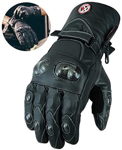 Texpeed Mens Winter Motorcycle Leather Gloves - Waterproof Motorbike...