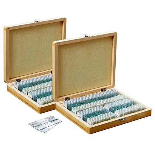 AmScope PS200A Prepared Microscope Slide Set for Basic Biological Science Education, 200 Slides, Set A, Includes Fitted Wooden Case