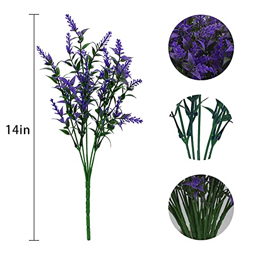 U/D 12 Bundles Artificial Lavender Fake Flowers Outdoor Uv Resistant Plants Plastic Shrubs Hanging Flowerpot Indoor Outside Windows Decorations thumb #5