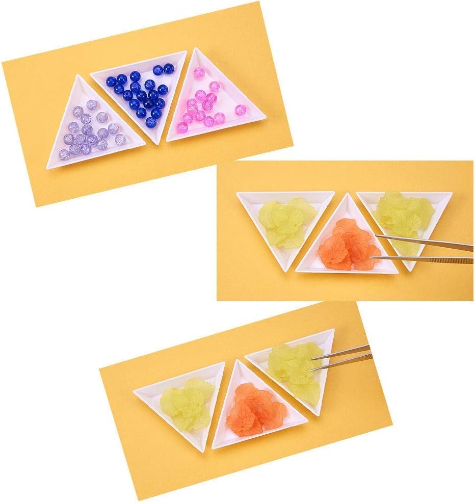 Image of 20 Pcs Plastic Triangle Bead Sorting Trays Diamond Rhinestone Plates and 2 Pcs Stainless Steel Handy Tweezer with Scoop Beading Mats, Trays and Boards, Beading and Jewelry Making