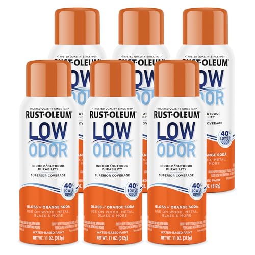 Image of Rust-Oleum Low Odor Premium Spray Paint, 11 oz, Gloss Orange Soda, 6 Pack