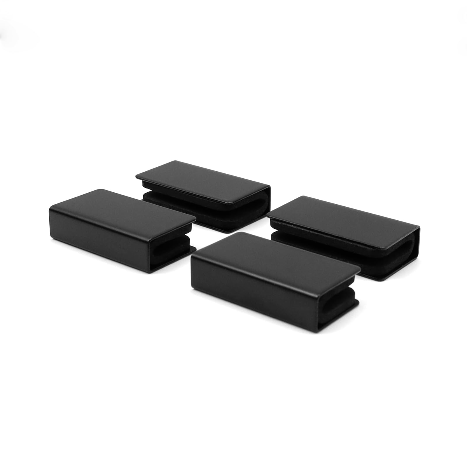 T Tulead Glass Clip Black Strike Plate Magnetic Rectangular Glass Clamp 1.6"x0.4"x0.8" Pack of 4 for Cabinet, Door, Wardrobe