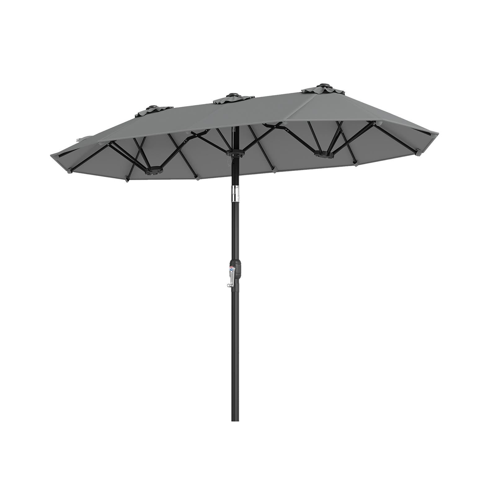 RELAX4LIFE Parasol Double Inclinable, 3X1,6M Parasol de Jardin Exterieur, 12 Baleines Robustes, 3 Évents, Protection Solaire pour Balcon Terrasse Piscine, Convient Mieux aux Espace Allongé (Gris)