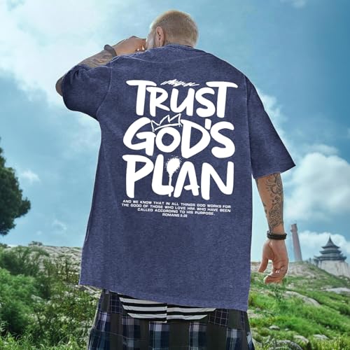Image of BINTEHGS God Christian T Shirts for Men Jesus Faith Shirt Acid Wash Oversized Tees Bible Verse Graphic Vintage Tshirt