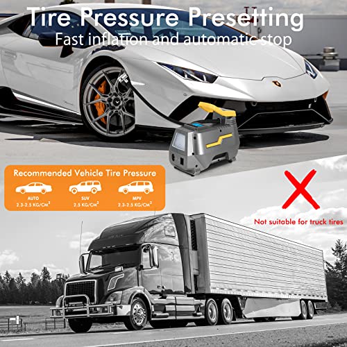 VEEAPE Portable Air Compressor, 12V 240V Tyre Inflator 150PSI AC/DC Dual Power Car Tyre Pump with Auto Stop, Pressure Gauge, Emergency Digital LED Light, Valve Adaptors for Bicycle Motorcycle Balls