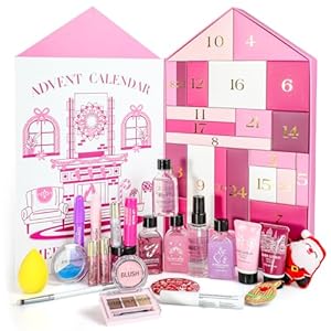 Makeup Advent Calendar 2025 Christmas Gifts, Beauty Calendar 2025 for Women, Teen Girls, Skin Care Advent Calendar with Mascara, Blush, Lip balm, Shower Gel, 2025 Self Care Gifts for Women