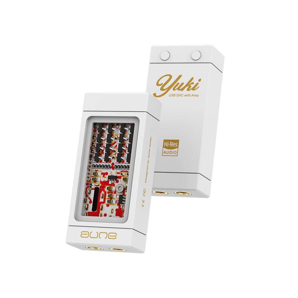 Aune Yuki Portable DAC mit Kopfhörerverstärker, komplett getrennte DAC und Verstärker Keramik Substratstruktur, 32 Bit DSD256 USB C Dongle mit 3,5 mm 4,4 mm Ausgang High-Res Lossless für Smartphone PC Laptops