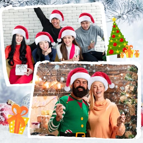 Image of Vicenpal 20 Pcs Santa Hats Bulk Plush Christmas Hats for Adults Women Men Holiday Party Costume(Hot Pink)