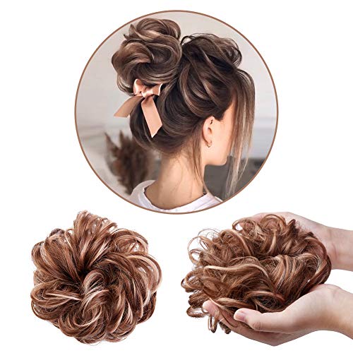 Akkya Messy Bun Hair Piece Scrunchie Extensions for Women Rose Hair Bun Top Knot Instand Faux Bun