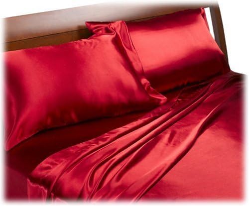 Royal Opulence 6 Piece Satin King Sheet Set, Red