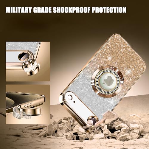 Image of Misscase for iPhone Air Magnetic Glitter Case Compatible with MagSafe,Full Protection Slim Shockproof Case with Camera Lens Protector Plating Bling Cover Case for iPhone 17 Air 6.5 inch Gold