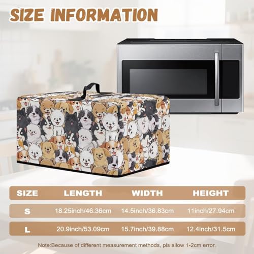 Image of Convection Oven Dust Cover with Handle Washable Microwave Oven Cover Dust Protection Kitchen Appliance Protector, L, 20.9 x 15.7 x 12.4 Inches, Cute Dog Puppy Pattern