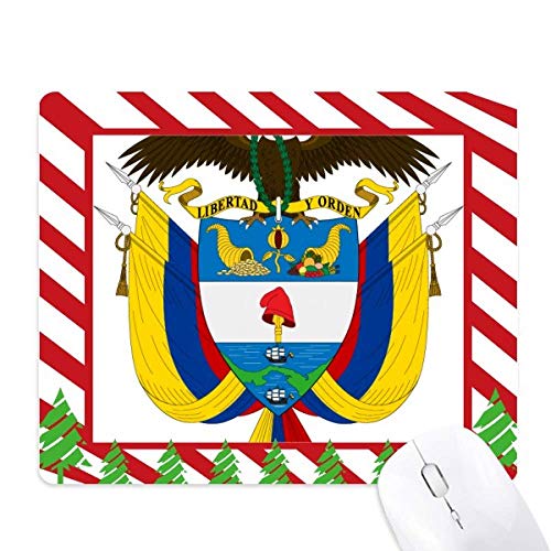 Tapis de souris Colombie emblème national et canne de Noël pour bureau