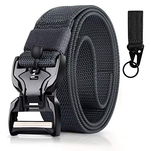 BESTKEE Ceinture Homme,Ceinture Tactique avec Verrouillage Automatique et Boucle Magnétique à dégagement rapide. (Gris) Cover