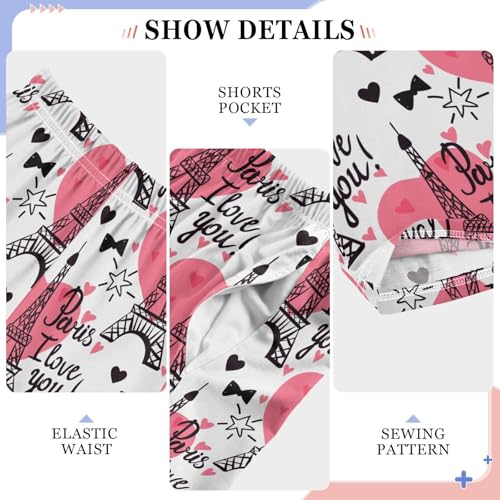 Paris I Love You Boys Long Pants Soft Trousers Elastic Waist Kids Lounge Bottoms with Pockets S-XL4