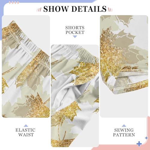 Golden Maple Leaves Boys Long Pants Soft Trousers Elastic Waist Kids Lounge Bottoms with Pockets S-XL4