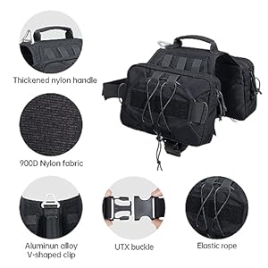   EXCELLENT-ELITE-SPANKER-Dog-Pack-Hound-Dog-Saddle-Bag-Backpack-for-Travel-Camping-Hiking-Medium-Large-Dog-with-2-Capacious-Side-PocketsBlack-L